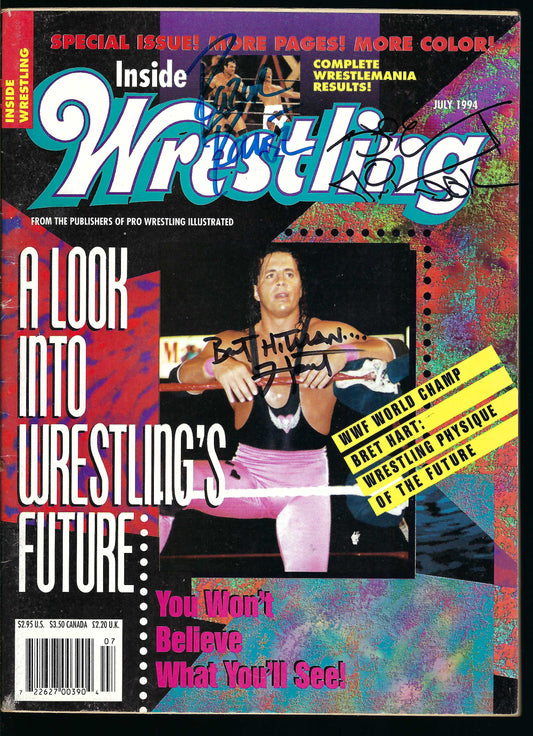 BM5 Bret Hart Shawn Michaels Razor Ramon ( Deceased ) Autographed Wrestling Magazine w/COA