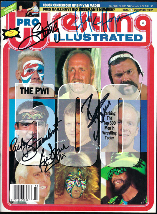 BM8 Sting Hulk Hogan Ricky Steamboat Ric Flair Rick Steiner Autographed Vintage Wrestling Magazine w/COA