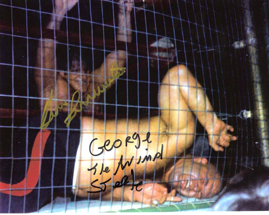 BGS The Living Legend Bruno Sammartino ( Deceased ) George the Animal Steele ( Deceased ) Autographed Wrestling Photo w/COA