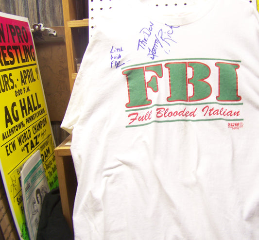 C4 Original Full Blooded Italians ECW Tee Shirt Autographed by Tommy Rich , Little Guido w/COA