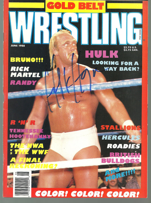 HH9 The Immortal Hulk Hogan signed Vintage Wrestling Magazine w/ COA