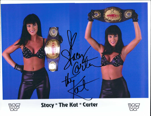 M3136 Stacy " the Kat " Carter Autographed Wrestling 8x10 Photo w/COA