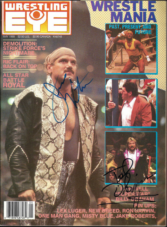 MBSM10 Misty Blue Simmes Jesse Ventura Ted DiBiase VERY RARE Autographed Vintage Wrestling Magazine w/COA