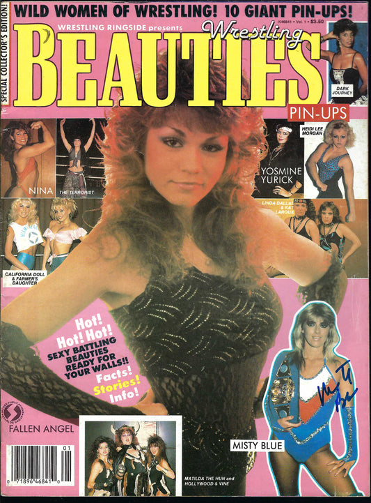 MBSM23 Misty Blue Simmes VERY RARE Autographed Vintage Wrestling Magazine w/COA