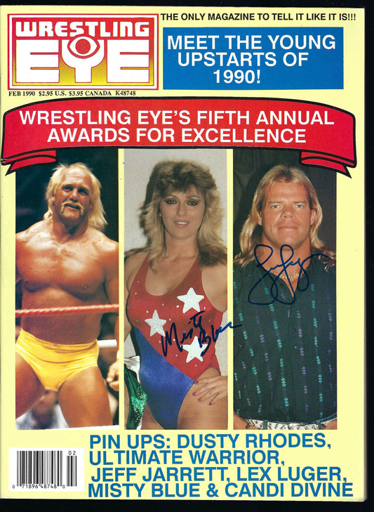 MBSM25 Misty Blue Simmes Lex Luger VERY RARE Autographed Vintage Wrestling Magazine w/COA
