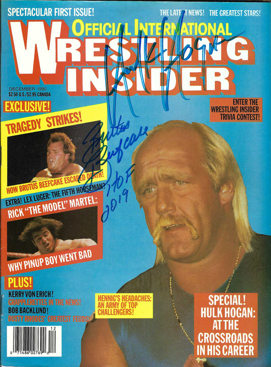 MBSM26 Misty Blue Simmes Hulk Hogan Brutus Beefcake VERY RARE Autographed Vintage First Issue Wrestling Magazine w/COA
