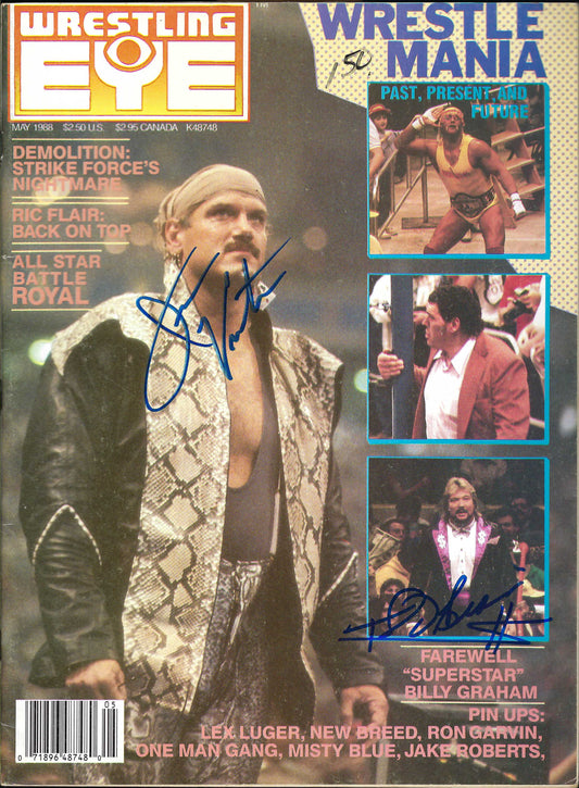 MBSM6 Misty Blue Simmes 2X Jesse Ventura Ted DiBiase VERY RARE Autographed Vintage Wrestling Magazine w/COA