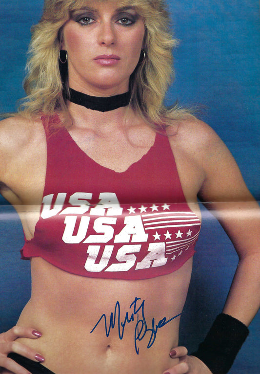 MBSM9 Misty Blue Simmes VERY RARE Autographed Vintage Wrestling Magazine Centerfold w/COA