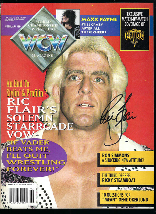 RF12 The Nature Boy Ric Flair Autographed Wrestling Magazine w/COA