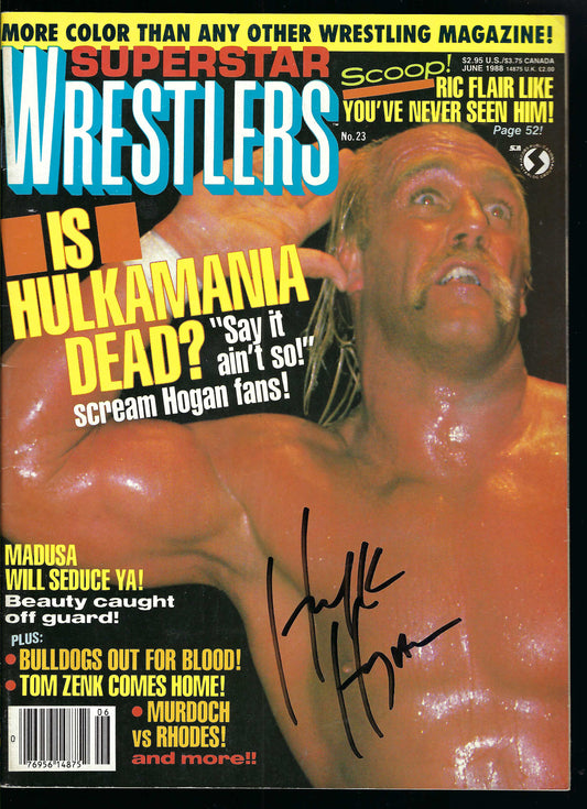 2RF7 Hulk Hogan Nature Boy Ric Flair VERY RARE Autographed Vintage Wrestling Magazine w/COA