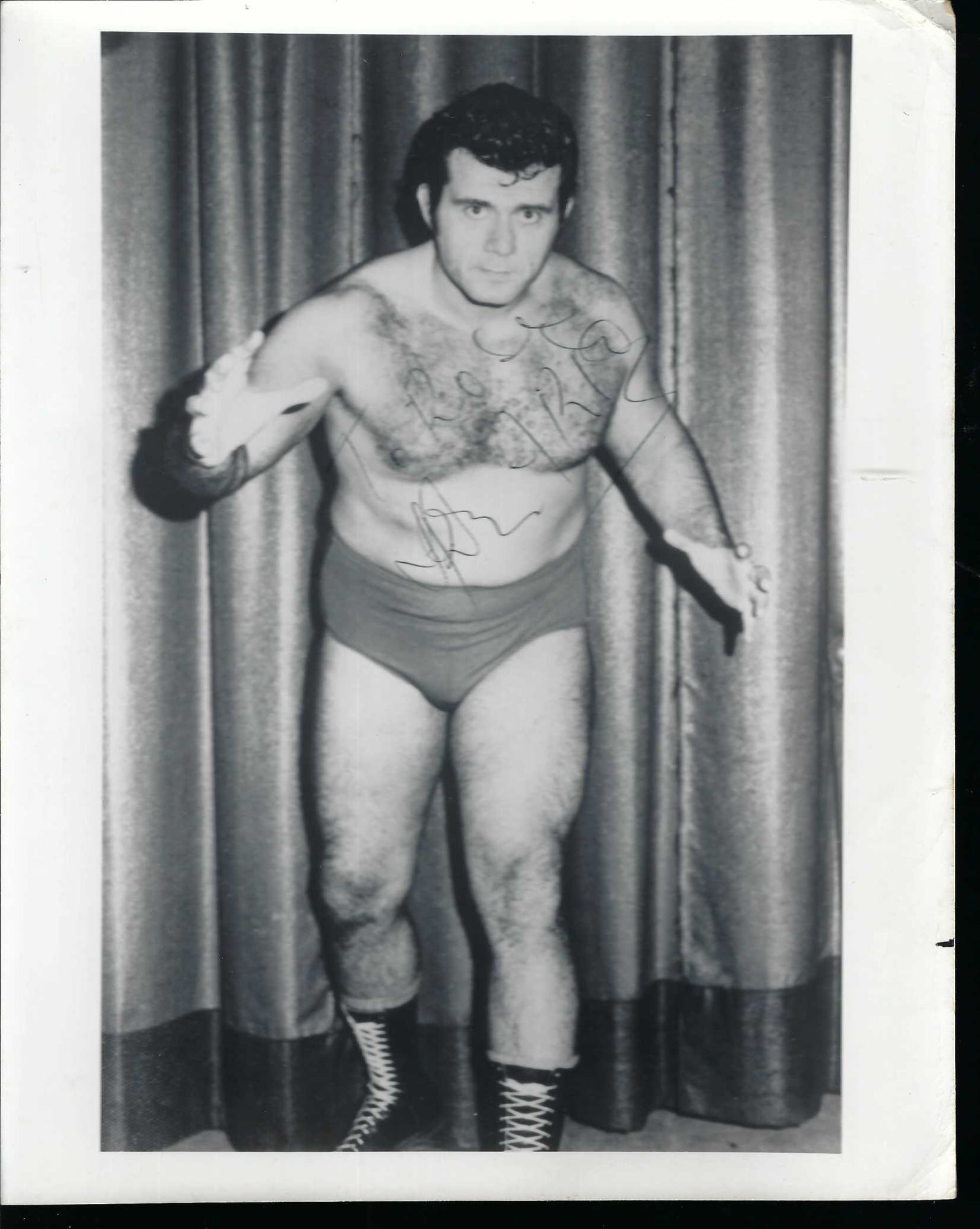 SPA1 Spiros Arion ( Deceased ) EXTREMELY RARE Autographed Vintage 8x10 Wrestling Photo w/COA