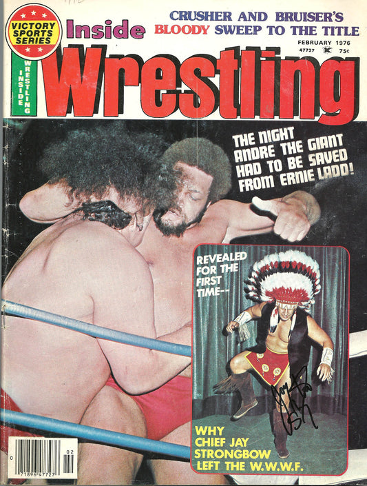 AM03 Chief Jay Strongbow ( Deceased ) signed Wrestling Magazine w/COA