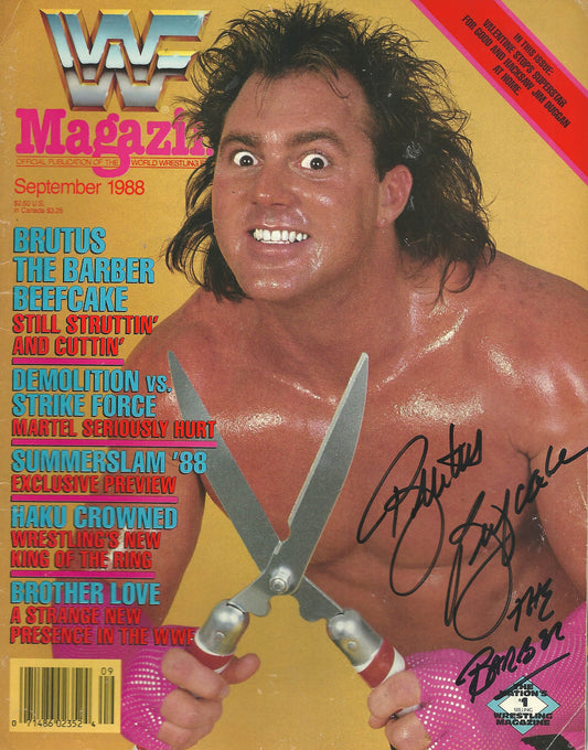 AM17 Brutus " the Barber " Beefcake signed WWF Magazine w/COA
