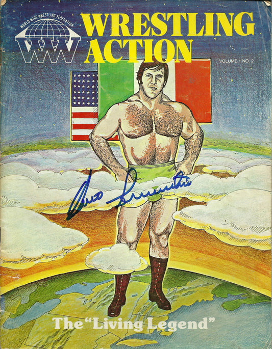 AM49 Bruno Sammartino Autographed WWWF Wrestling Magazine w/COA