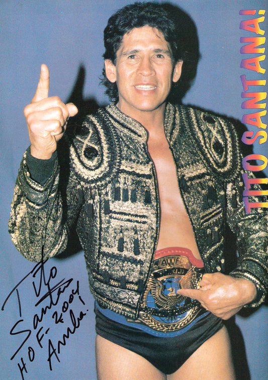 AM62 Tito Santana Autographed Wrestling Magazine Page w/COA