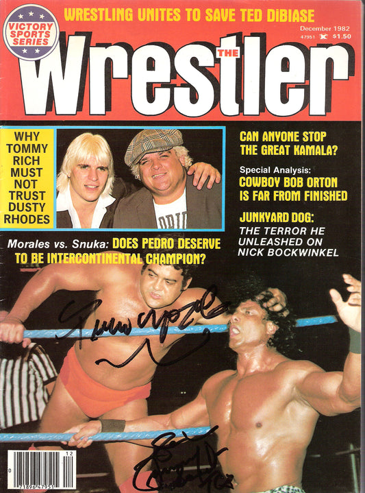 AM65B Pedro Morales ( Deceased ) Autographed Wrestling Magazine w/COA