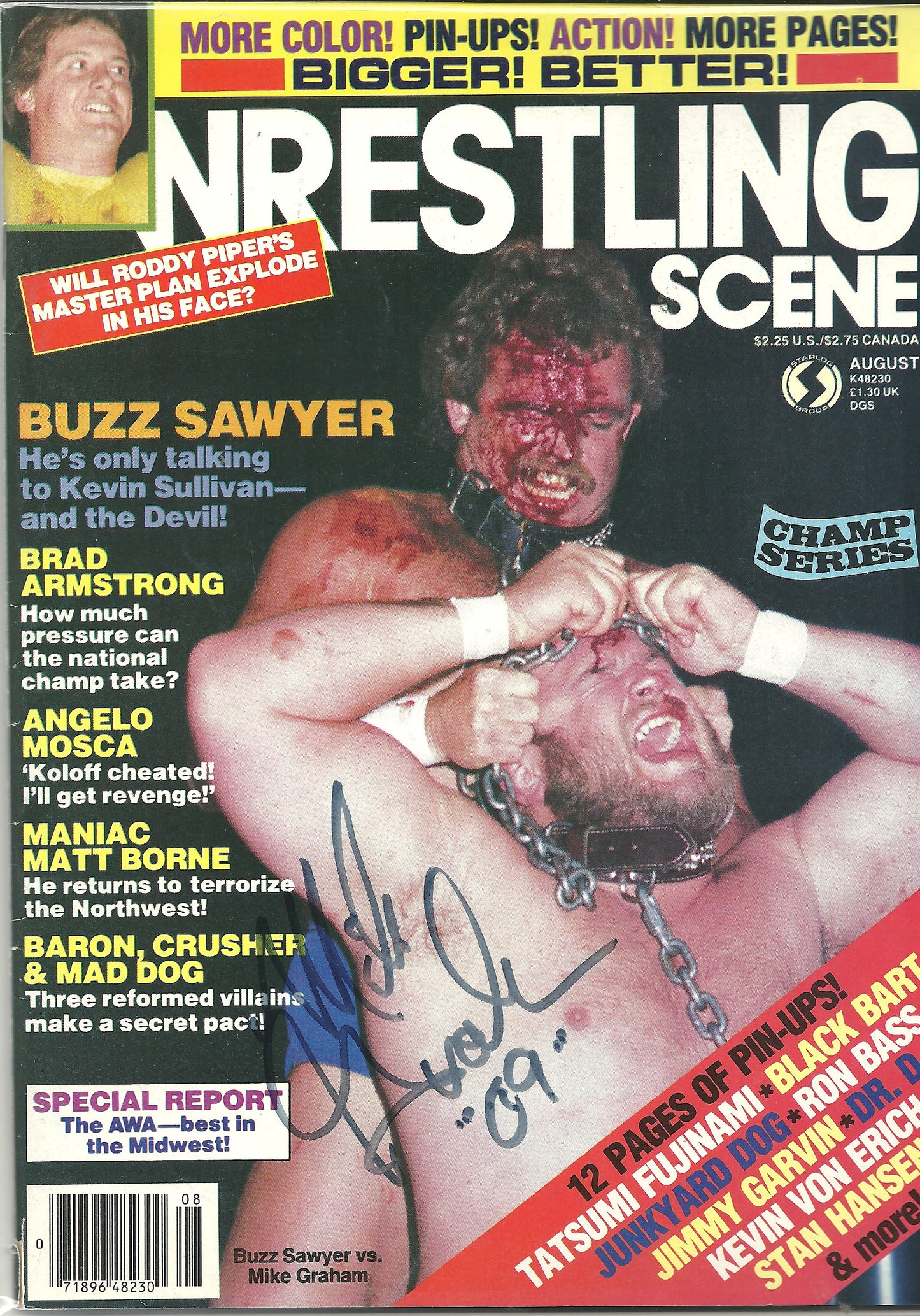 AM99 Mike Graham ( Deceased ) Autographed Wrestling Magazine w/COA