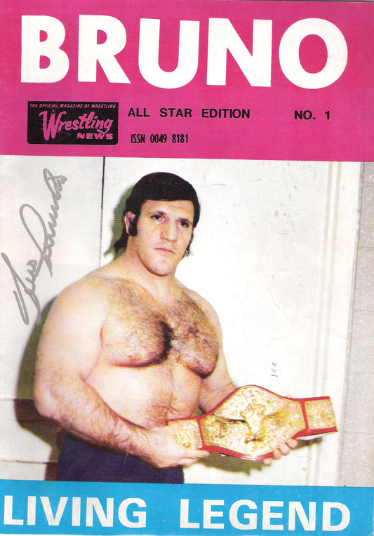AM102 Bruno Sammartino ( Deceased ) Autographed Wrestling Magazine w/COA