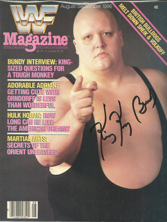 AM107 King Kong Bundy ( Deceased ) Autographed Wrestling Magazine w/COA