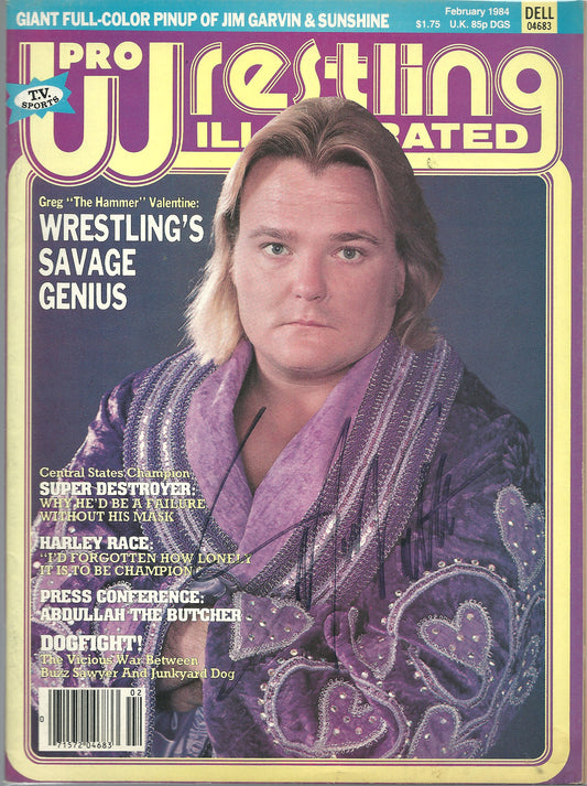 AM129 Greg " the Hammer " Valentine Autographed Wrestling Magazine w/COA