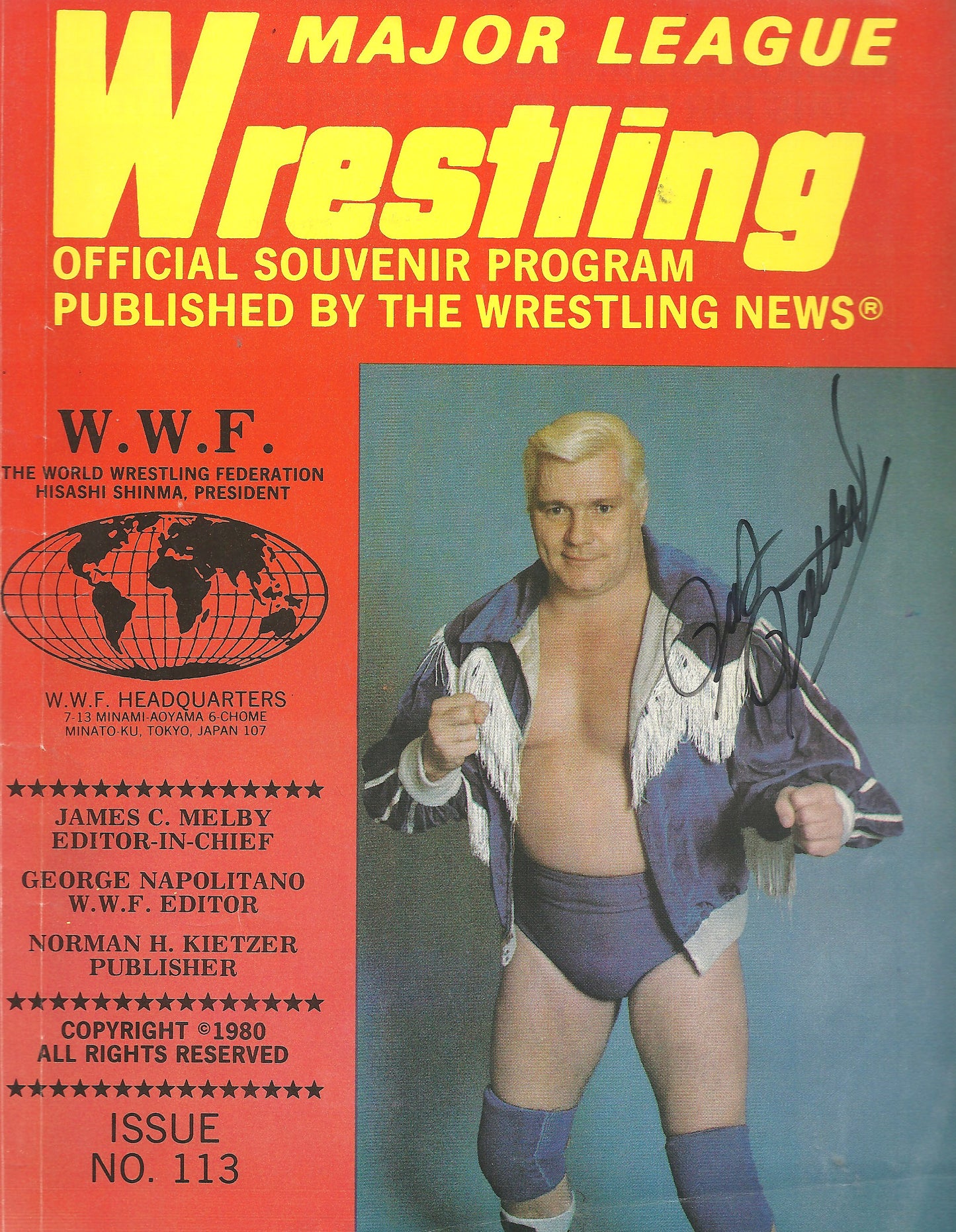 AM132 Pat Patterson ( Deceased ) Autographed WWWF Program w/COA