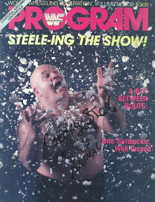AM133 George " the Animal " Steele ( Deceased ) Autographed WWF Program w/COA