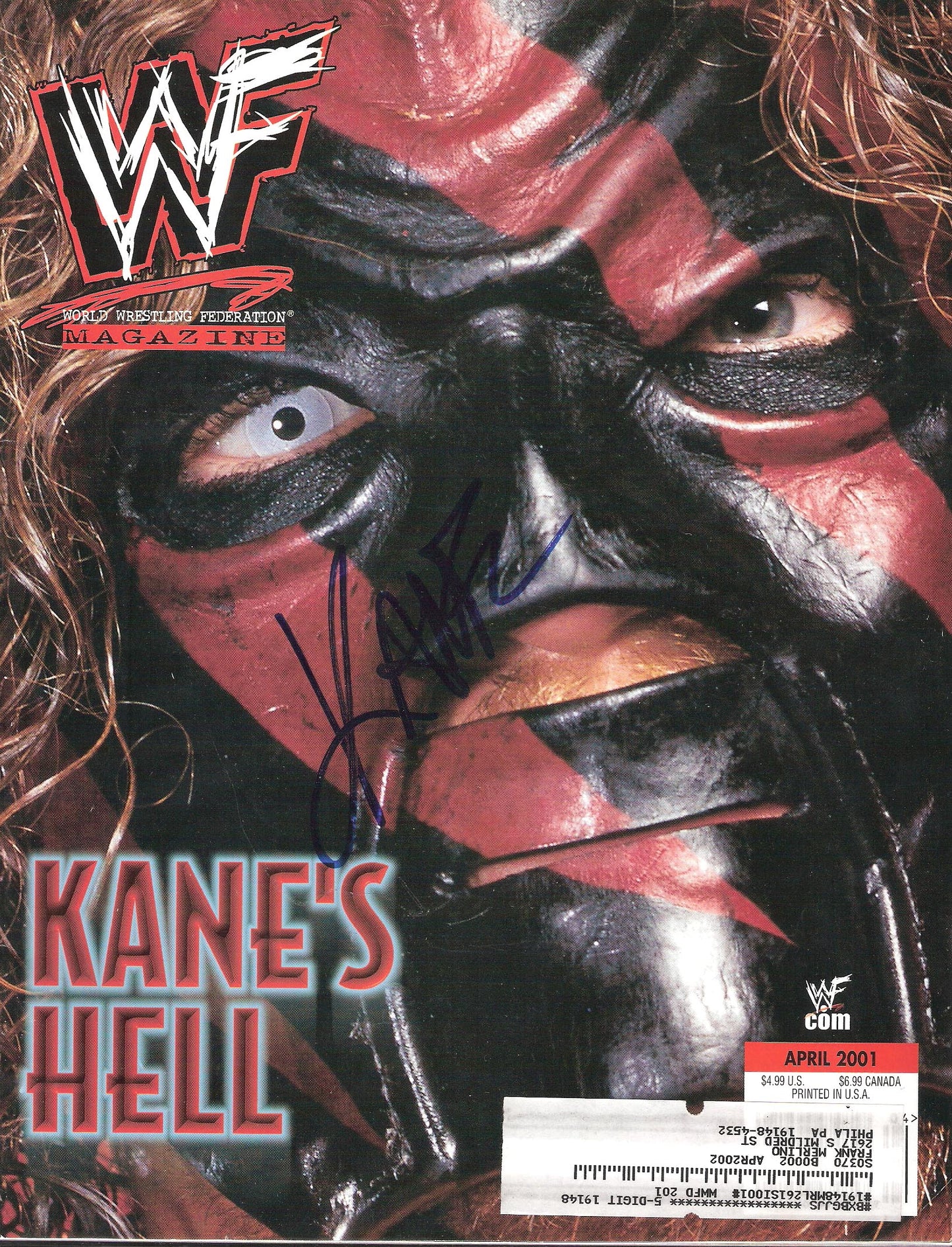 AM140 Kane Autographed WWF Wrestling Magazine w/COA