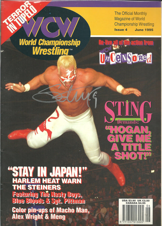 AM146 The Icon Sting Autographed WCW Wrestling Magazine w/COA