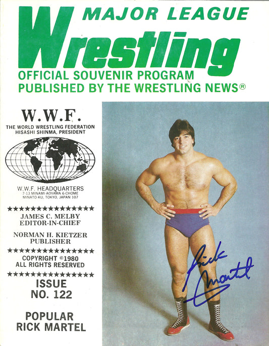 AM149 Rick Martel Autographed WWWF Wrestling Program w/COA
