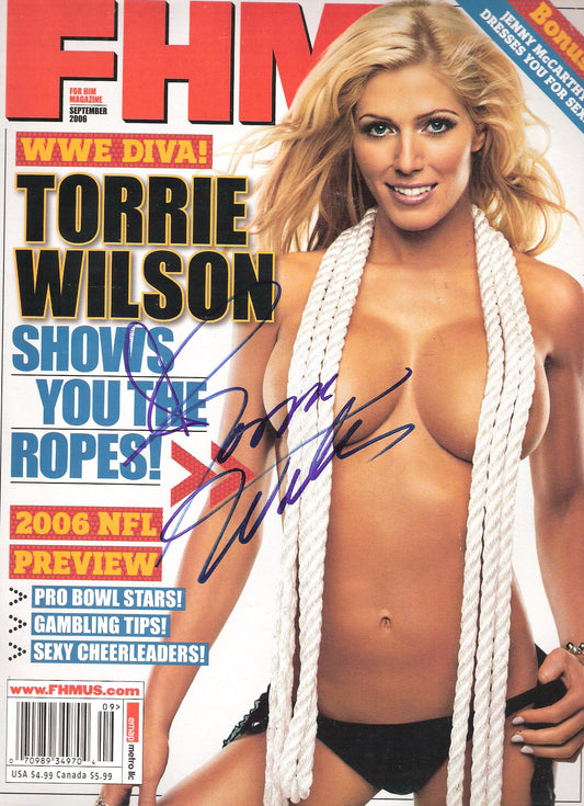 AM166 Torrie Wilson Autographed FHM Wrestling Magazine w/COA