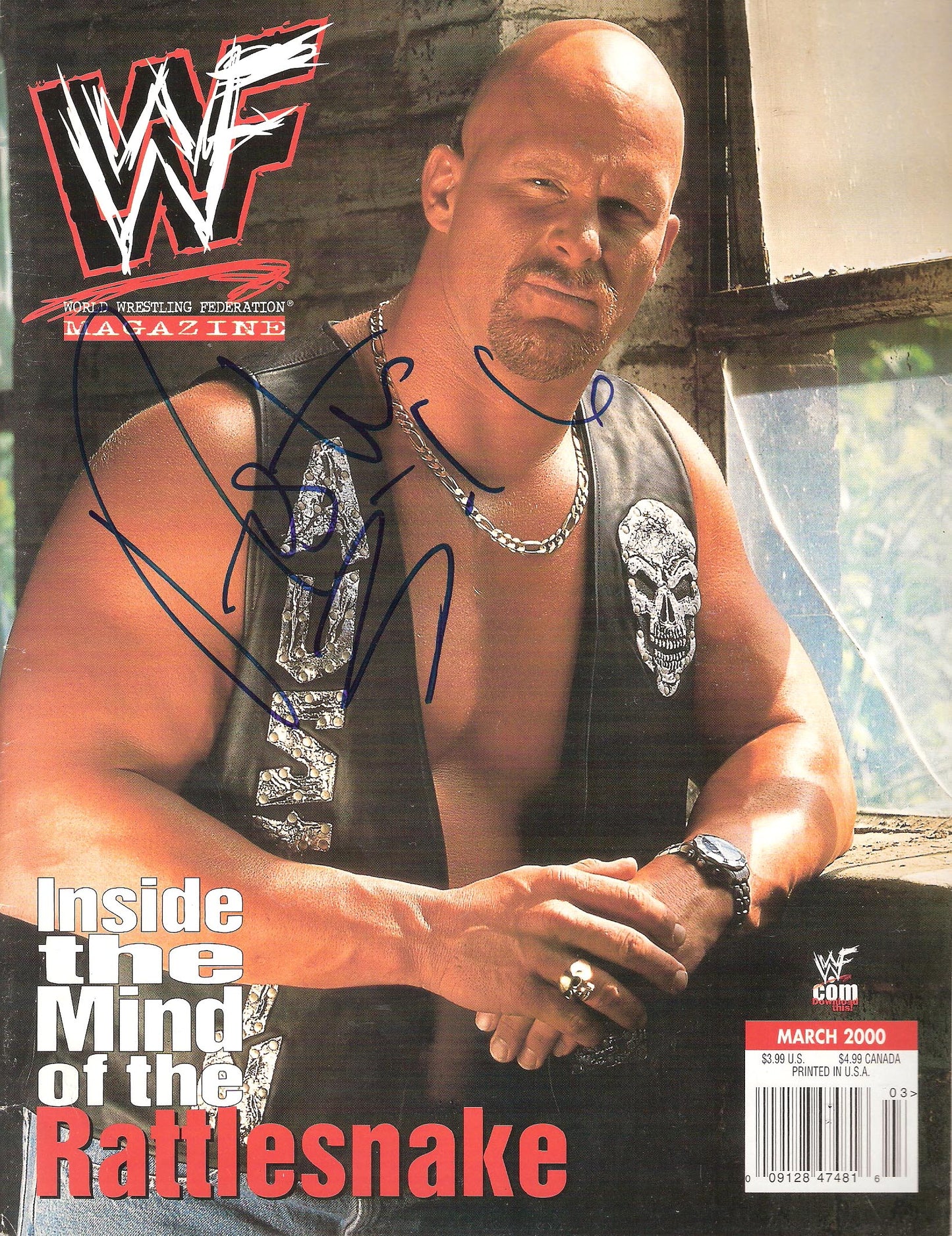 AM168 Stone Cold Steve Austin Autographed WWF Wrestling Magazine w/COA