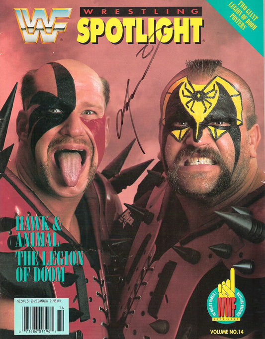 AM180 Road Warrior Animal ( Deceased ) Autographed vintage Wrestling Magazine w/COA