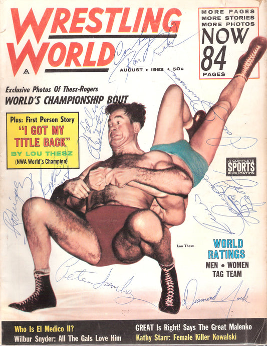 AM187 Bruno Sammartino Pete Sanchez Diamond Jack Killer Buddy Austin Cowboy Ron Reid , Johnny Rodriquez , Autographed vintage Wrestling Magazine w/COA