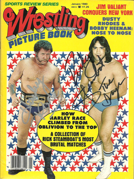 AM194 Ricky the Dragon Steamboat Harley Race (Deceased ) Autographed vintage Wrestling Magazine w/COA