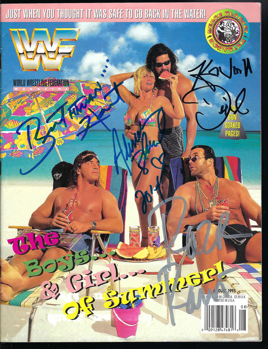 AM200 Bret Hart Razor Ramon (Deceased ) Kevin Nash , Diesel , Alundra Blaze Autographed vintage Wrestling Magazine w/COA