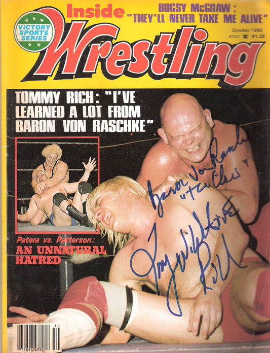 AM211 Tommy Wildfire Rich Baron Von Raschke Autographed vintage Wrestling Magazine w/COA