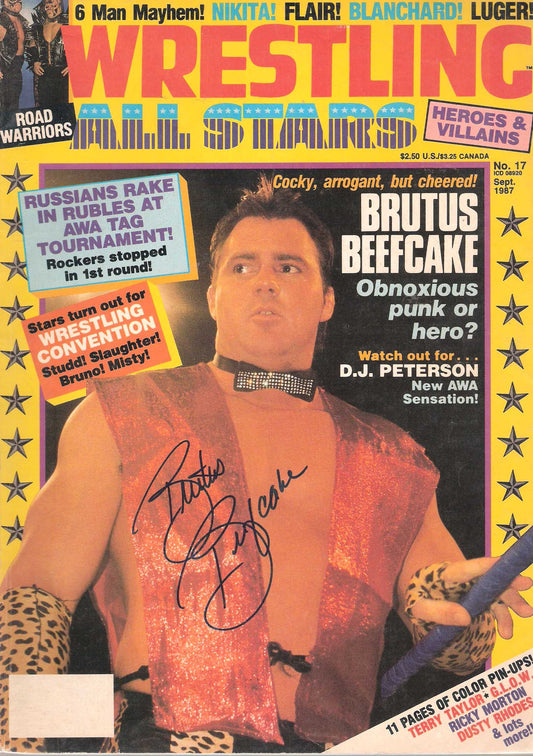 AM233 Brutus the Barber Beefcake Autographed vintage Wrestling Magazine w/COA