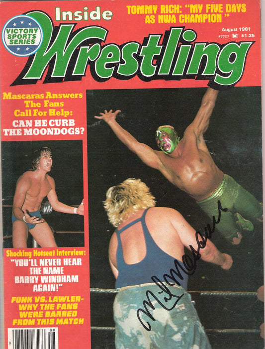 AM244 Mil Mascaras Autographed vintage Wrestling Magazine w/COA