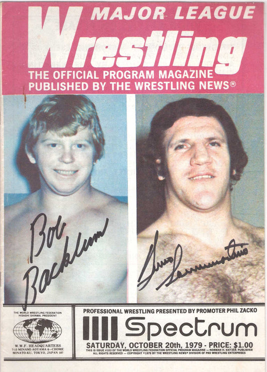 AM247 Bruno Sammartino ( Deceased ) Bob Backlund Autographed vintage Wrestling Magazine w/COA