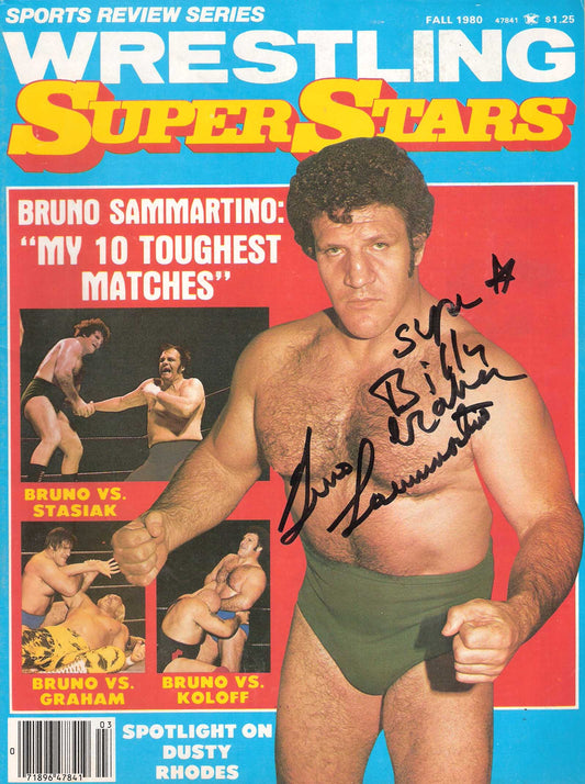 AM248 Bruno Sammartino ( Deceased ) Superstar Billy Graham Autographed vintage Wrestling Magazine w/COA