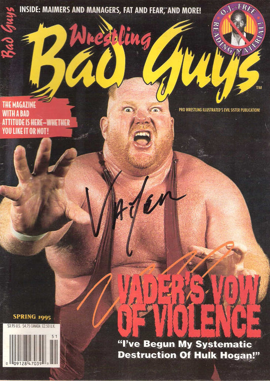 AM254 Big Van Vader ( Deceased ) Autographed vintage Wrestling Magazine w/COA