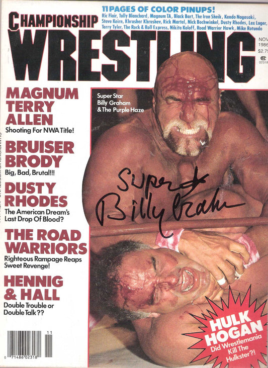 AM274 Superstar Billy Graham Autographed Vintage Wrestling Magazine w/COA