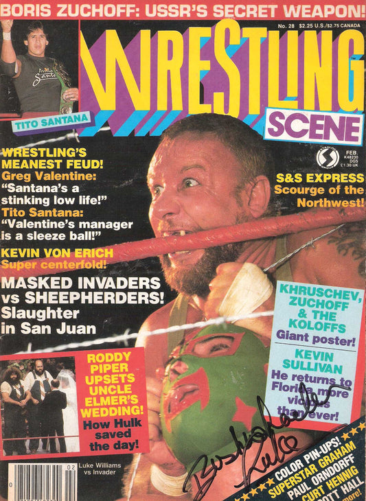 AM290 Bushwacker Luke Autographed vintage Wrestling Magazine w/COA