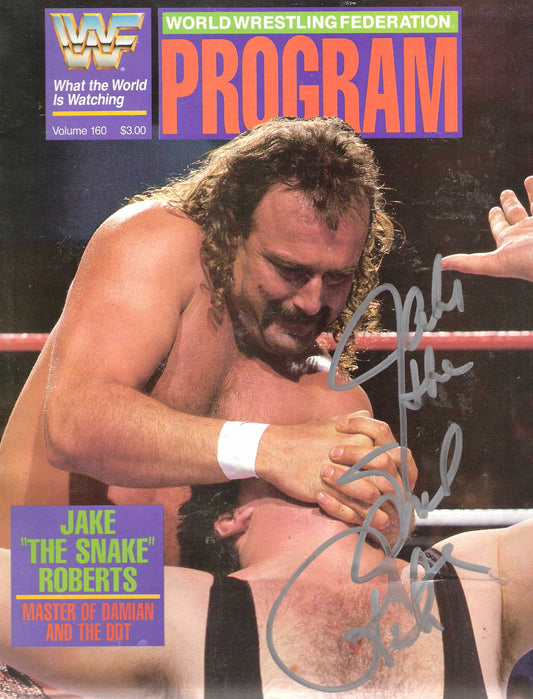 AM315 Jake the Snake Roberts Signed Autographed vintage Wrestling Magazine w/COA