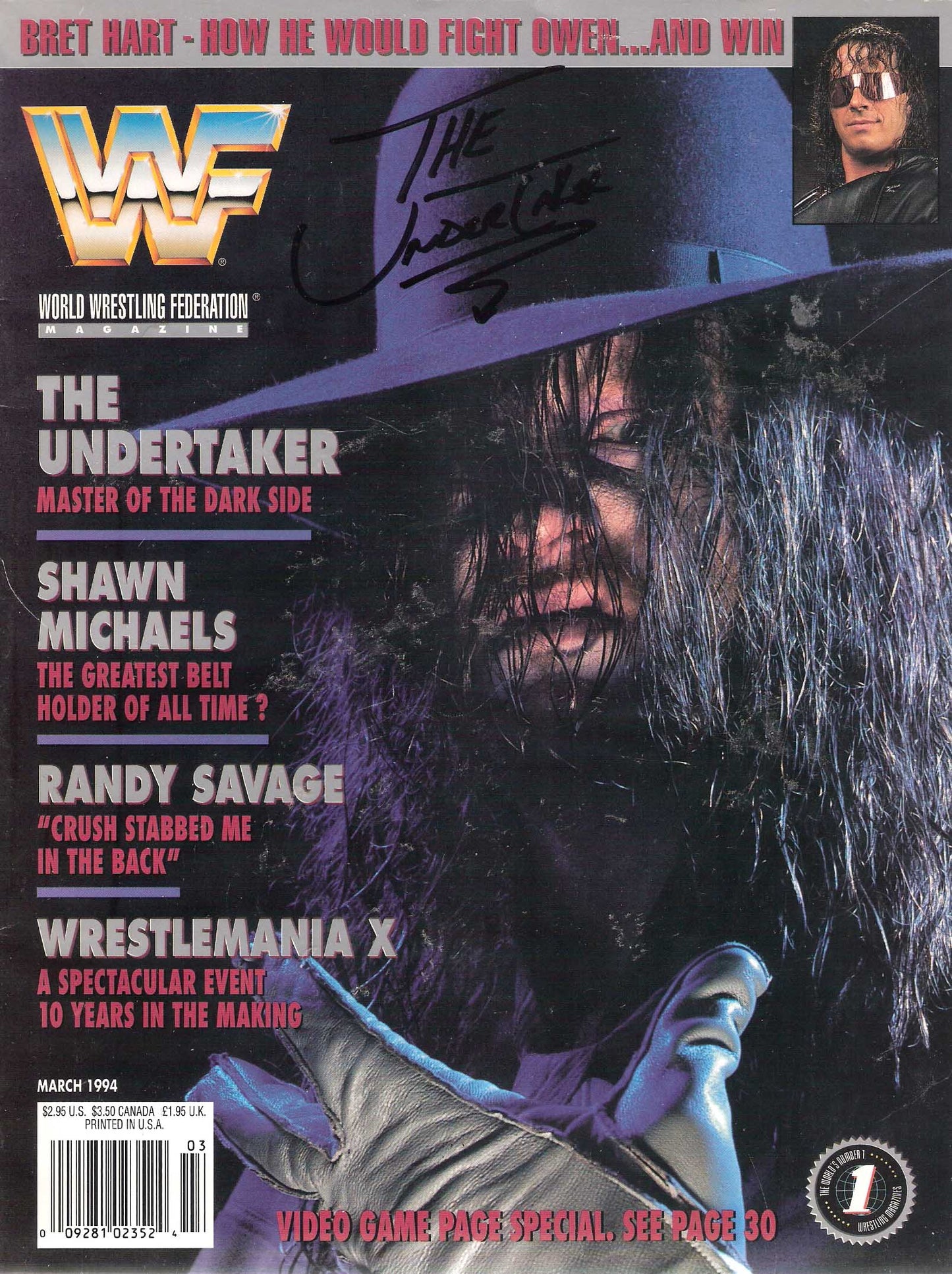 AM339 The Undertaker Autographed vintage Wrestling Magazine w/COA
