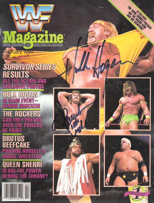 AM345 Hulk Hogan Ravishing Rick Rude (Deceased ) Autographed vintage Wrestling Magazine w/COA