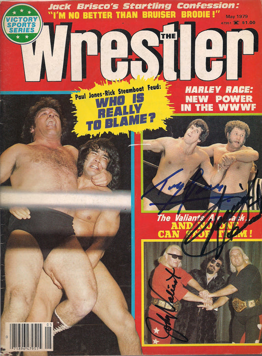 AM367 The Valiant Brothers Tony Garea Autographed vintage Wrestling Magazine w/COA