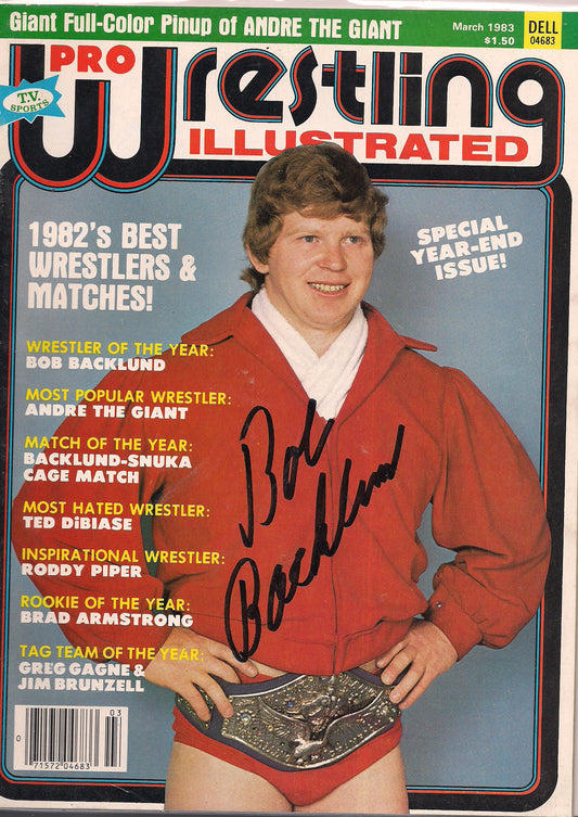 AM379 Bob Backlund Autographed vintage Wrestling Magazine w/COA