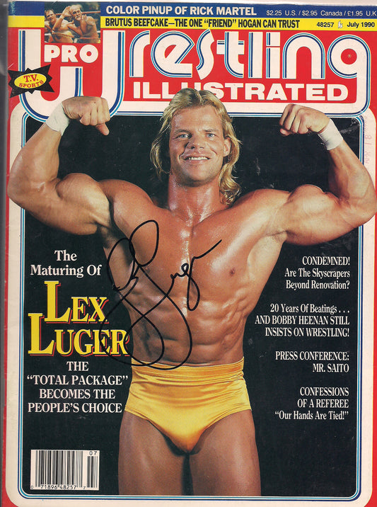 AM385 The Total Package Lex Luger Autographed vintage Wrestling Magazine w/COA