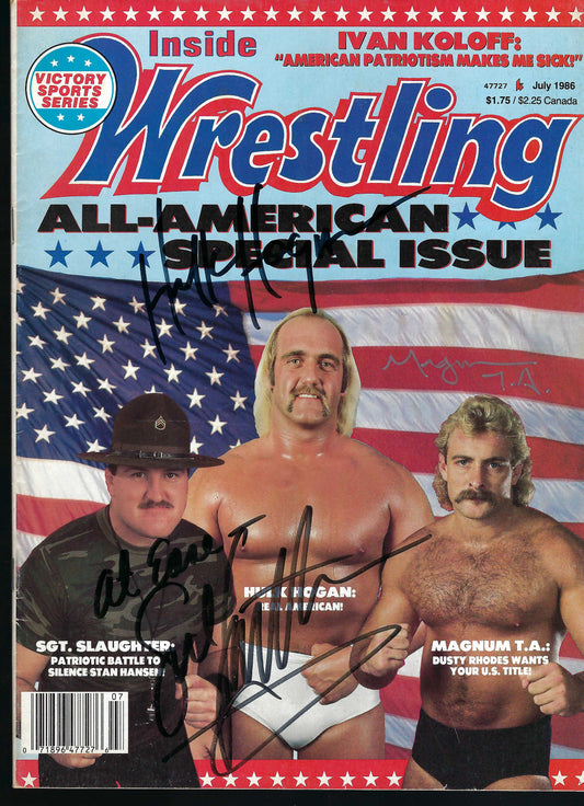 AM396 Hulk Hogan Magnum TA Sgt Slaughter Autographed vintage Wrestling Magazine w/COA